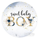 Toile de fond de douche de bébé cercle doux fleur bleu foncé
